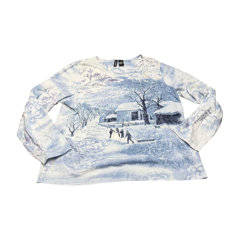 JasonMaxwell Winter Scene Blouse XL